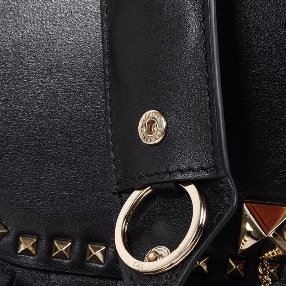 Valentino Black Demilune Rockstud Flap Satchel - Picture 9 of 16